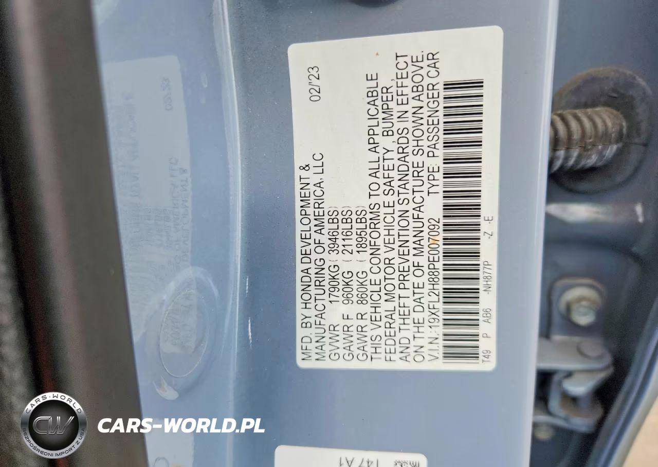 2023 Honda Civic Sport VIN:19XFL2H88PE007092 - 12