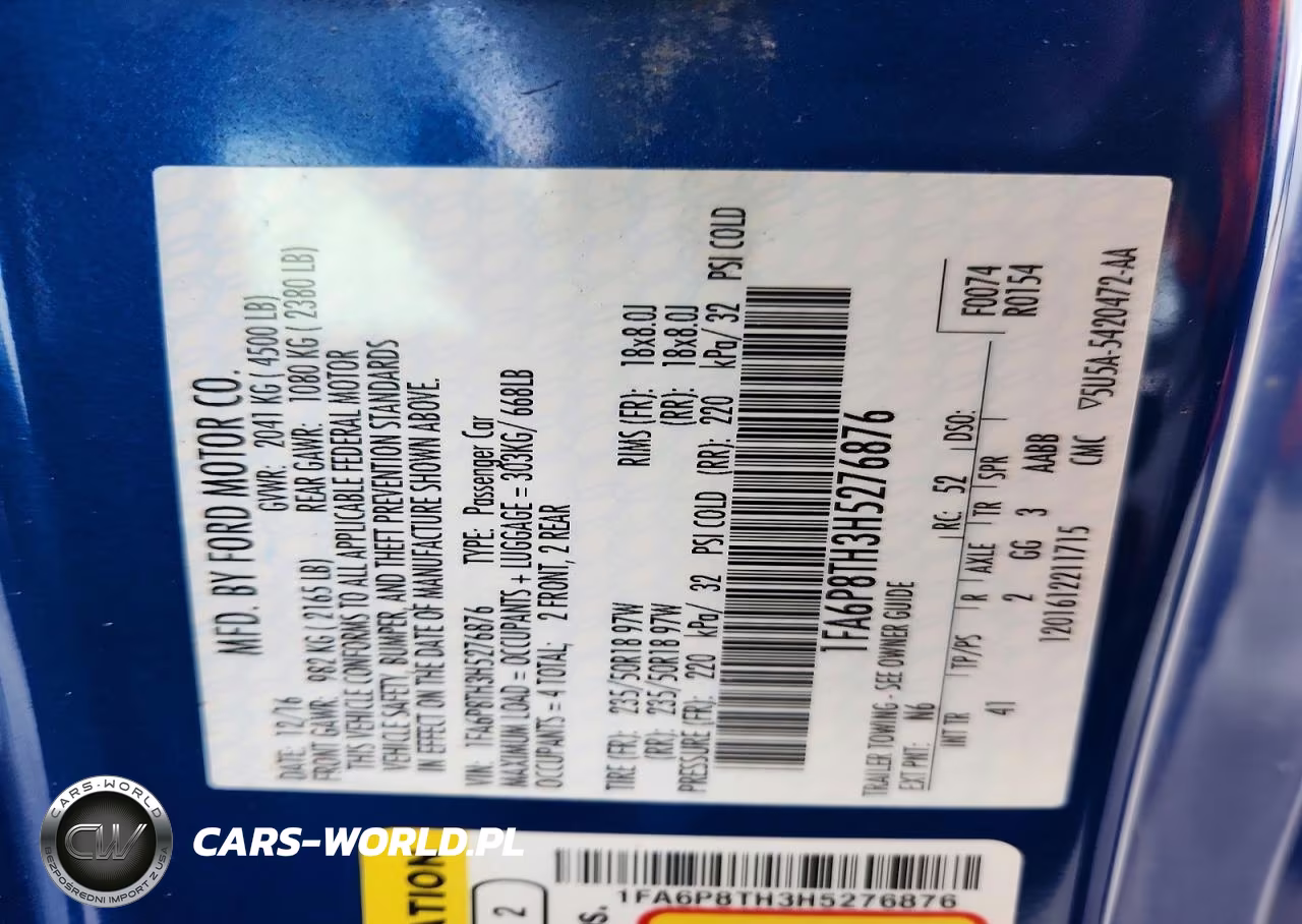 2017 Ford Mustang VIN:1FA6P8TH3H5276876 - 12