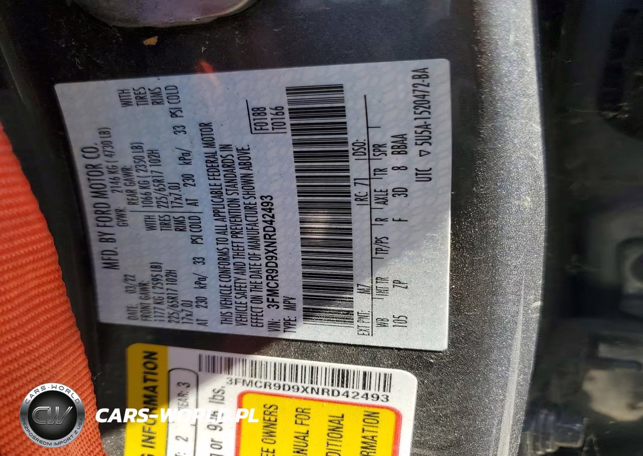2022 Ford Bronco Sport Badlands VIN:3FMCR9D9XNRD42493 - 13