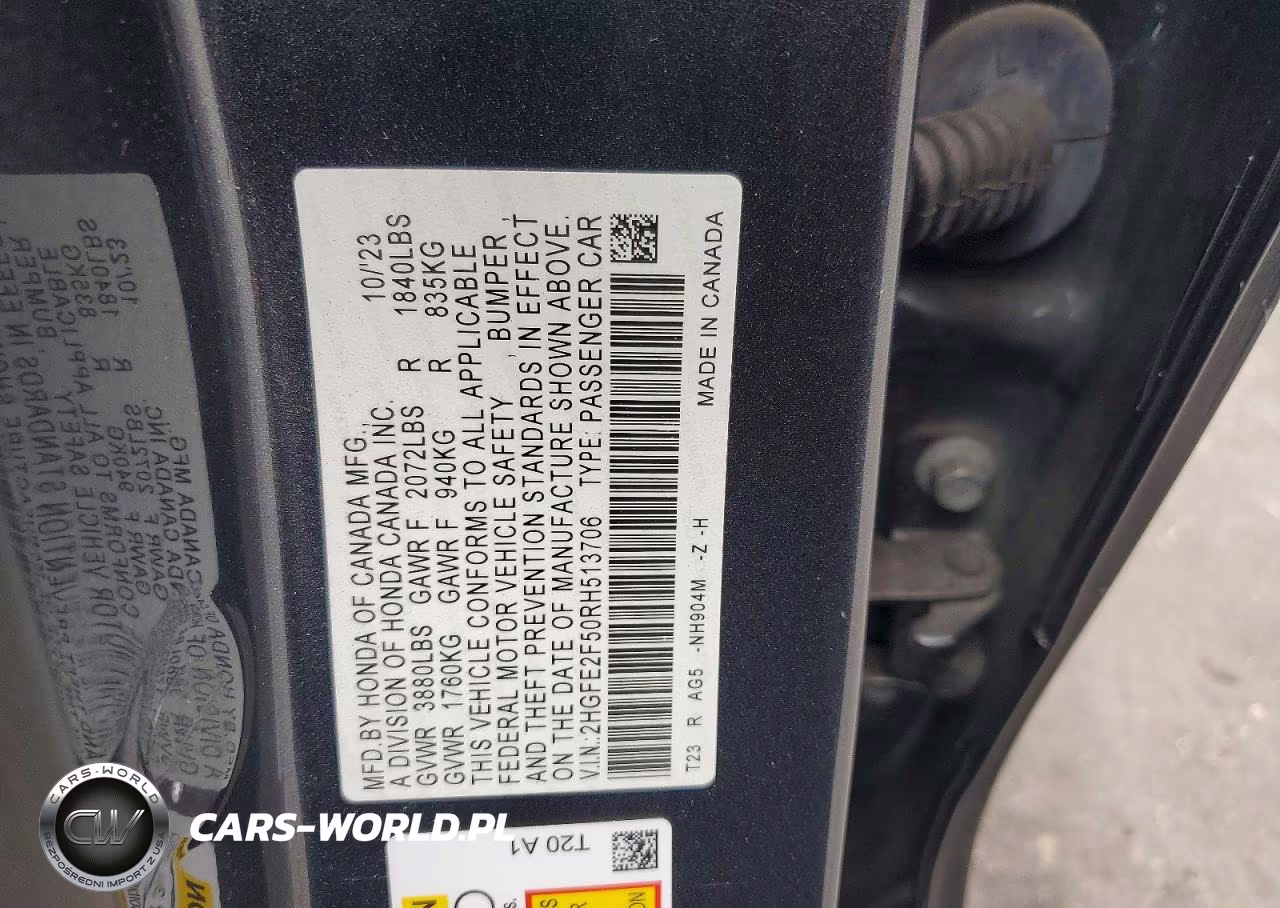 2024 Honda Civic Sport VIN:2HGFE2F50RH513706 - 12