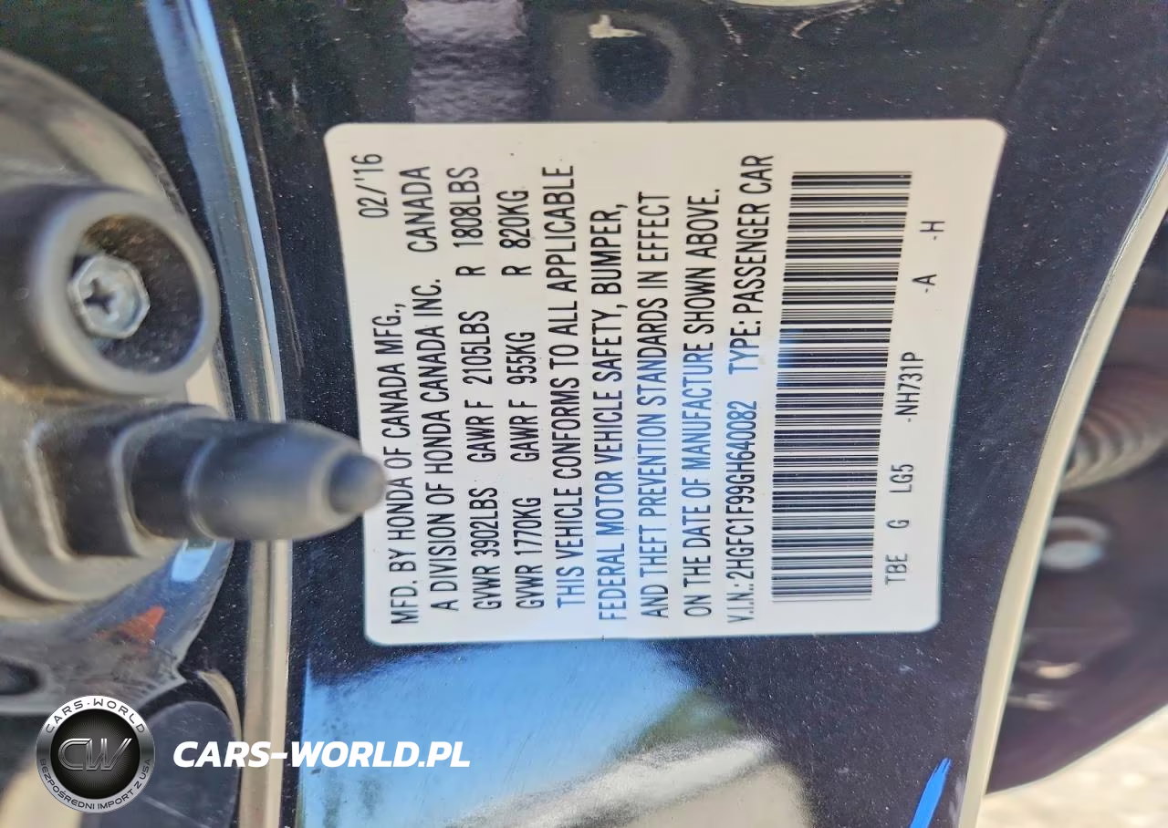 2016 Honda Civic Touring VIN:2HGFC1F99GH640082 - 13