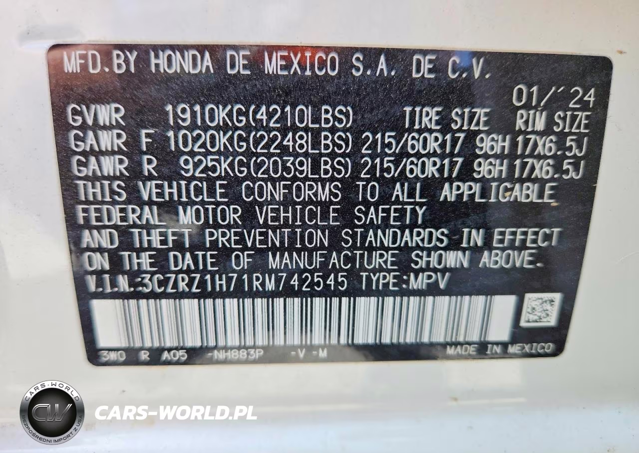 2024 Honda Hr-V Exl VIN:3CZRZ1H71RM742545 - 13