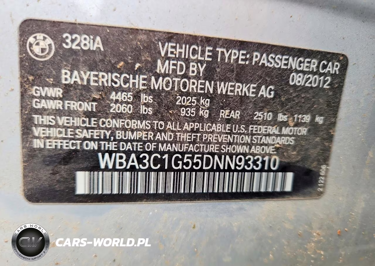 2013 BMW 328 I Sulev VIN:WBA3C1G55DNN93310 - 12