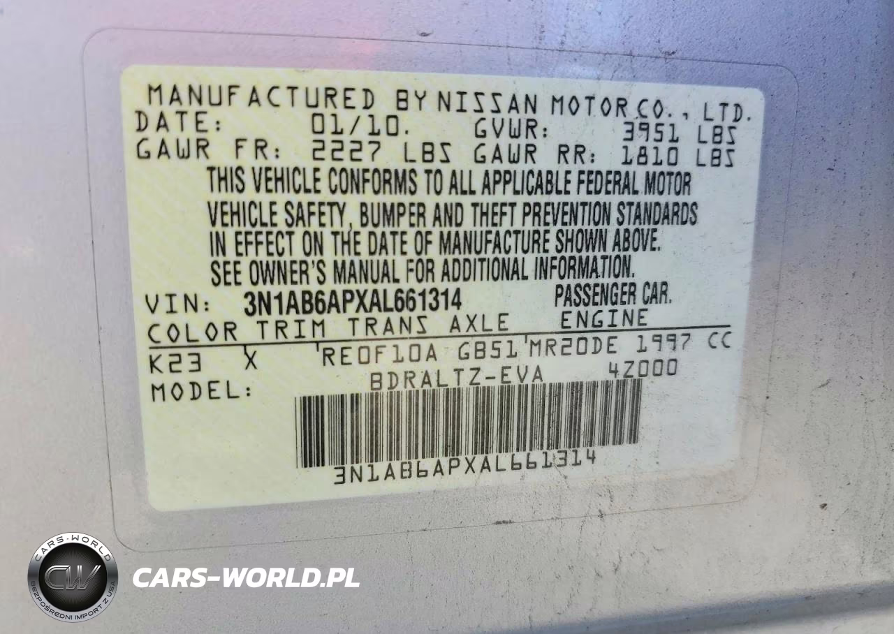 2010 Niss Sentra VIN:3N1AB6APXAL661314 - 12