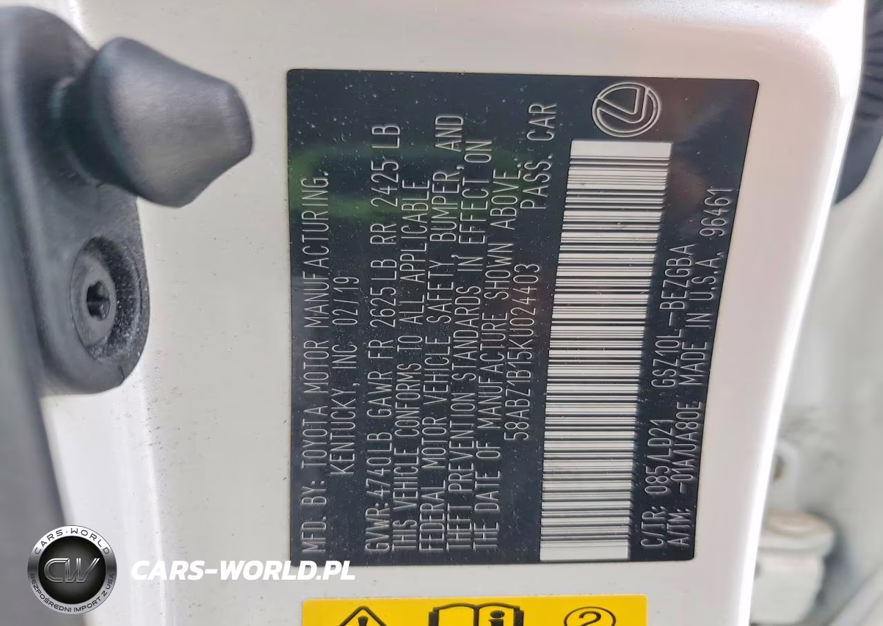2019 Lexus Es 350 VIN:58ABZ1B15KU024403 - 12