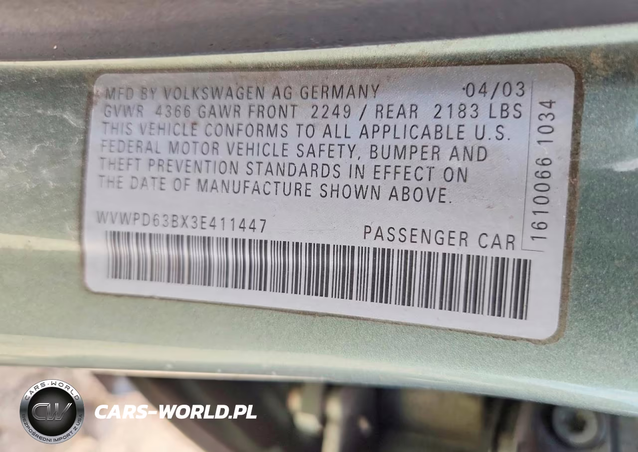 2003 Volkswagen Passat Gls VIN:WVWPD63BX3E411447 - 13