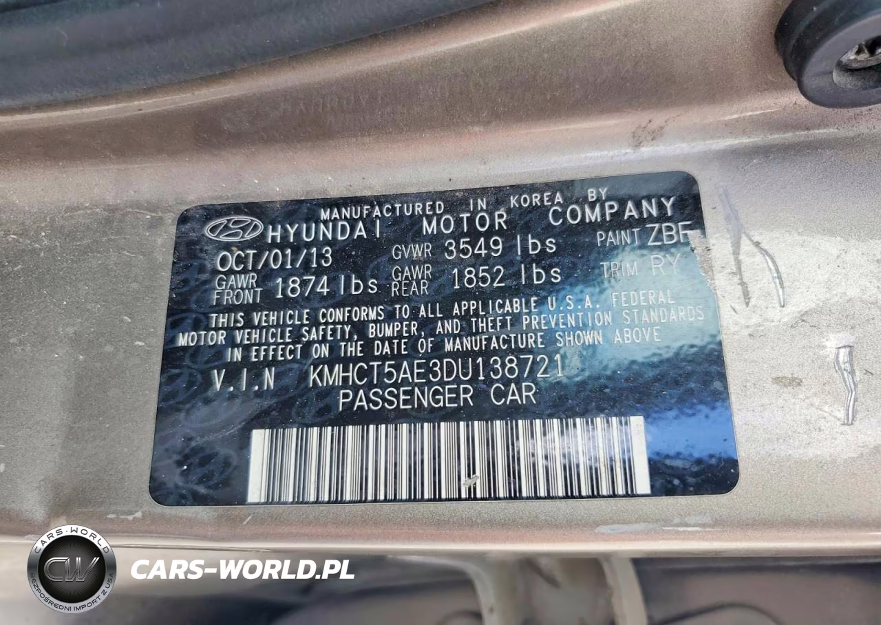 2013 Hyundai Accent Gs VIN:KMHCT5AE3DU138721 - 12