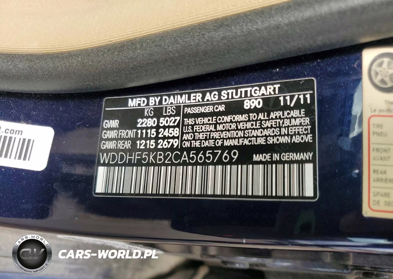2012 Mercedes-Benz E 350 VIN:WDDHF5KB2CA565769 - 12