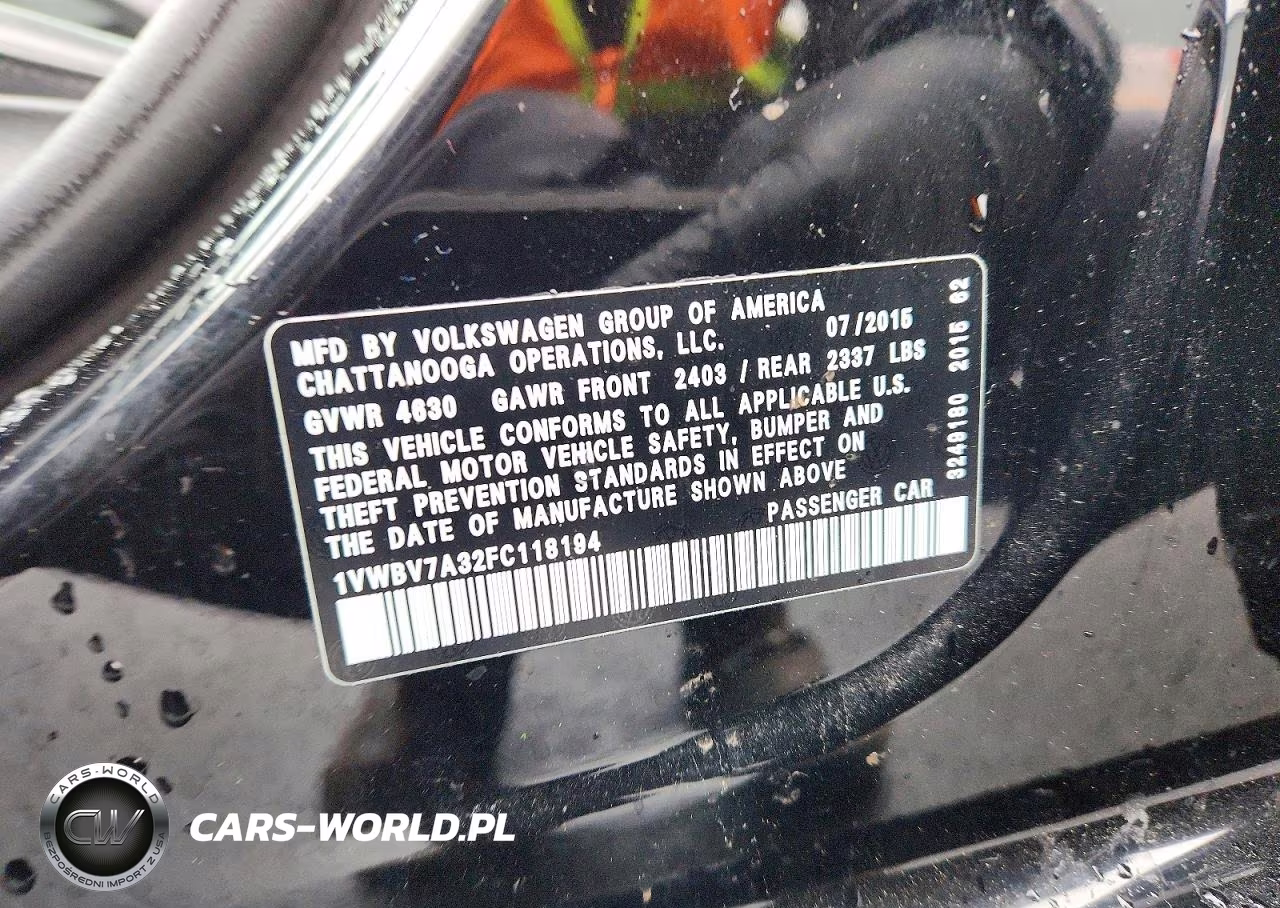 2015 Volkswagen Passat Se VIN:1VWBV7A32FC118194 - 12