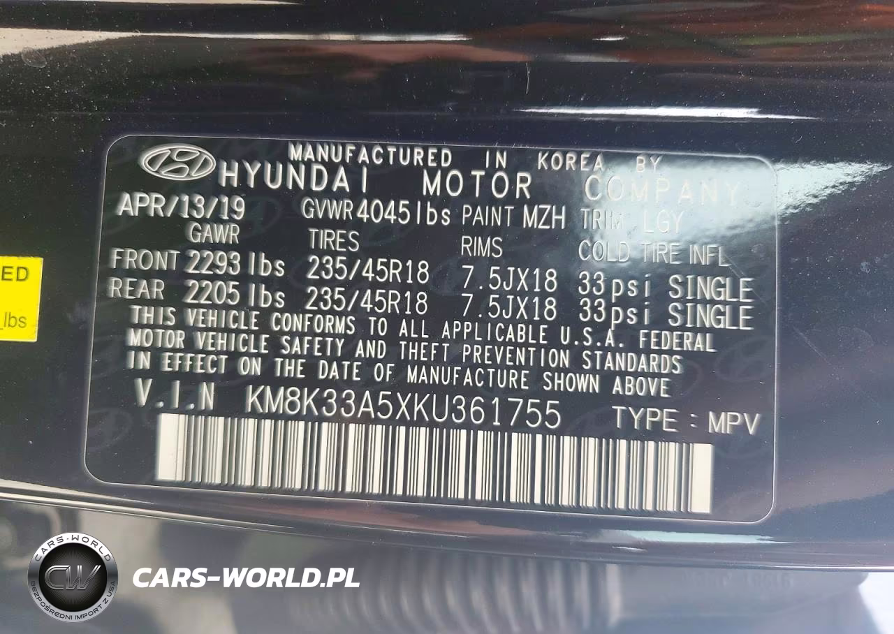 2019 Hyundai Kona Limited VIN:KM8K33A5XKU361755 - 13