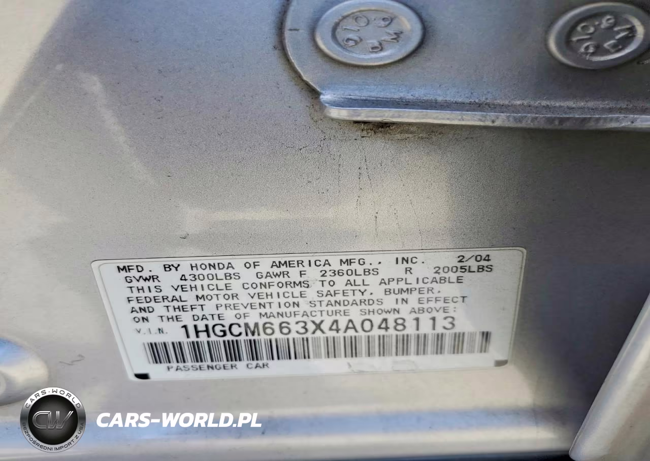 2004 Honda Accord Lx VIN:1HGCM663X4A048113 - 12