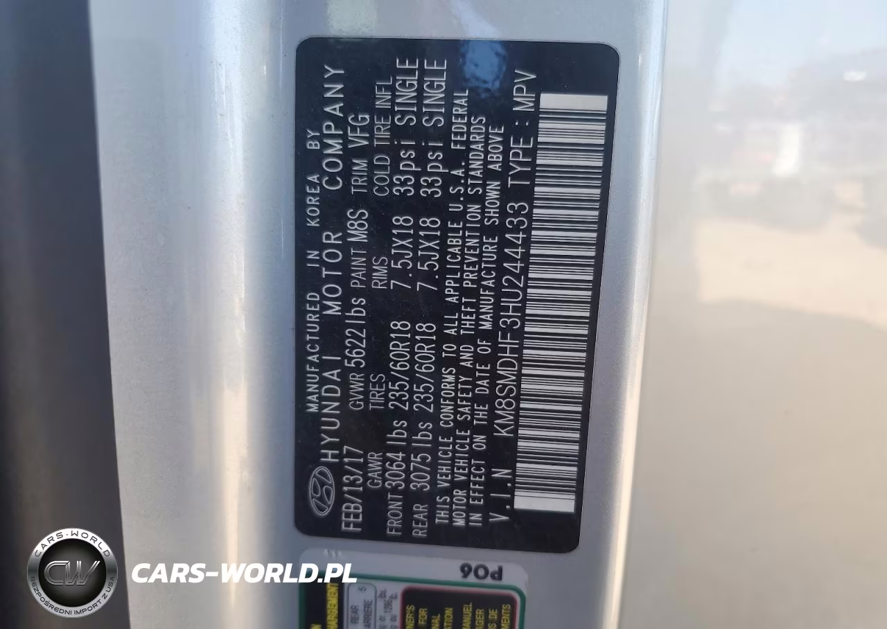 2017 Hyundai Santa Fe Se VIN:KM8SMDHF3HU244433 - 13