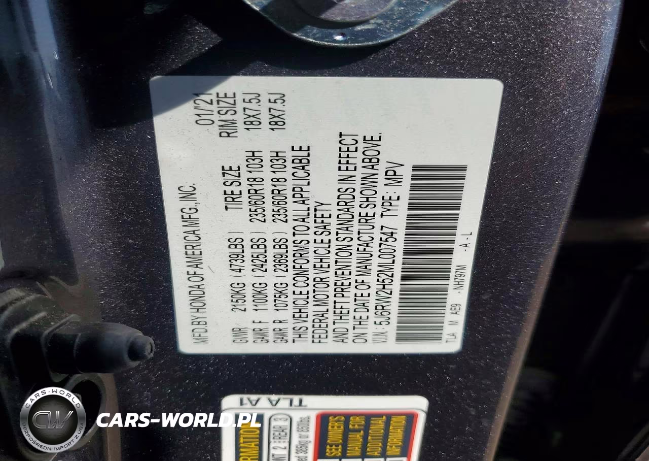 2021 Honda Cr-V Ex VIN:5J6RW2H52ML007547 - 13