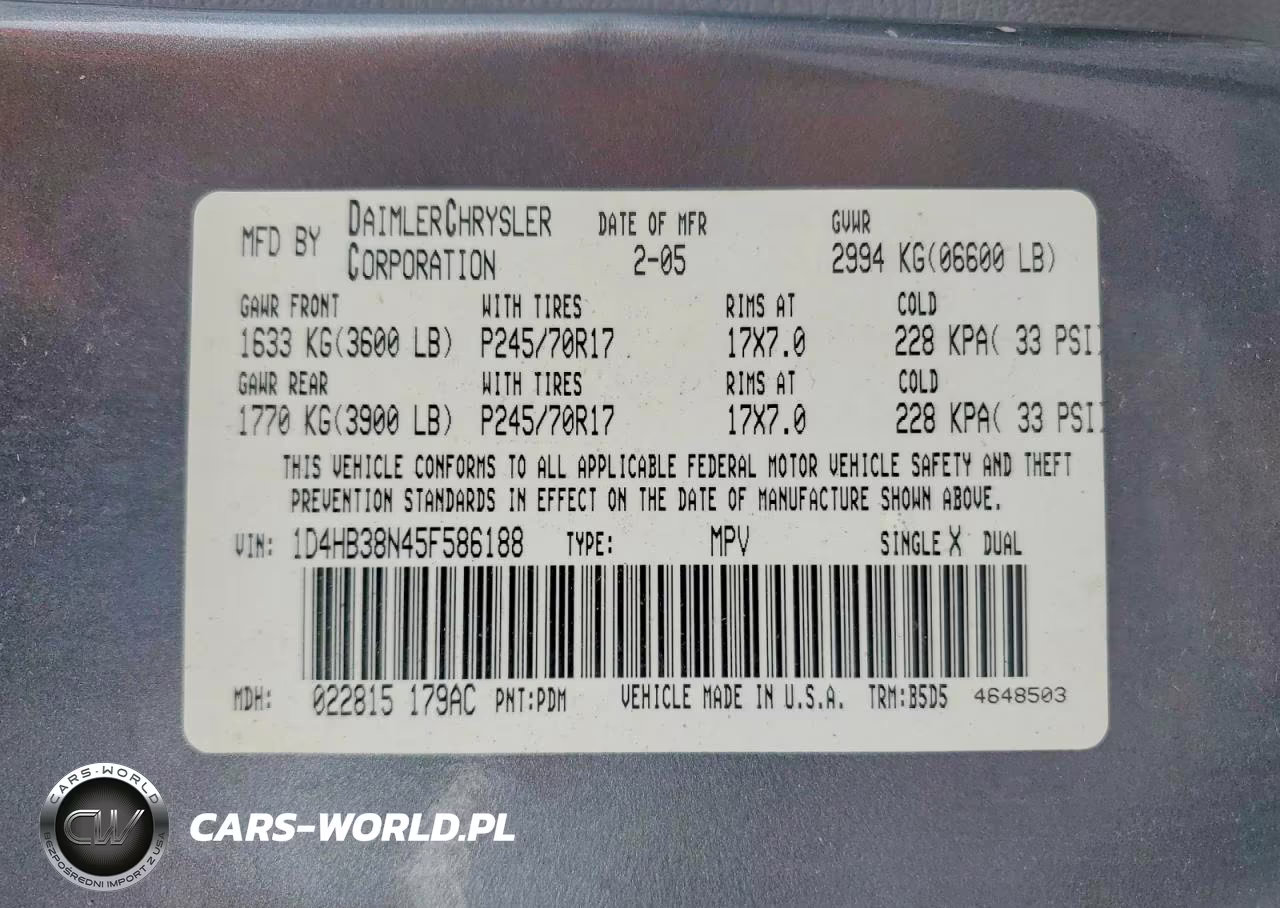 2005 Dodge Durango St VIN:1D4HB38N45F586188 - 14