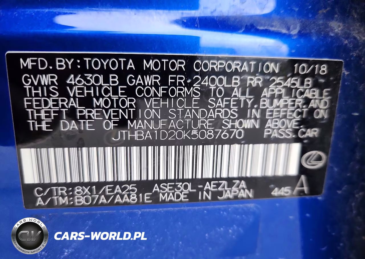 2019 Lexus Is 300 VIN:JTHBA1D20K5087670 - 12