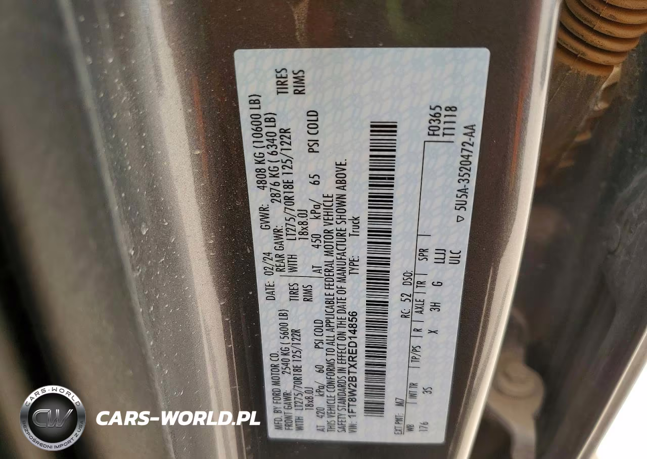 2024 Ford F250 Super Duty VIN:1FT8W2BTXRED14856 - 12