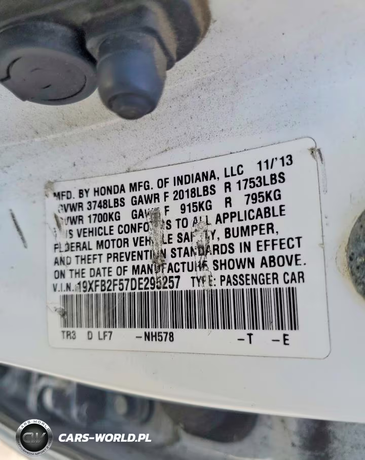 2013 Honda Civic Lx VIN:19XFB2F57DE295257 - 12