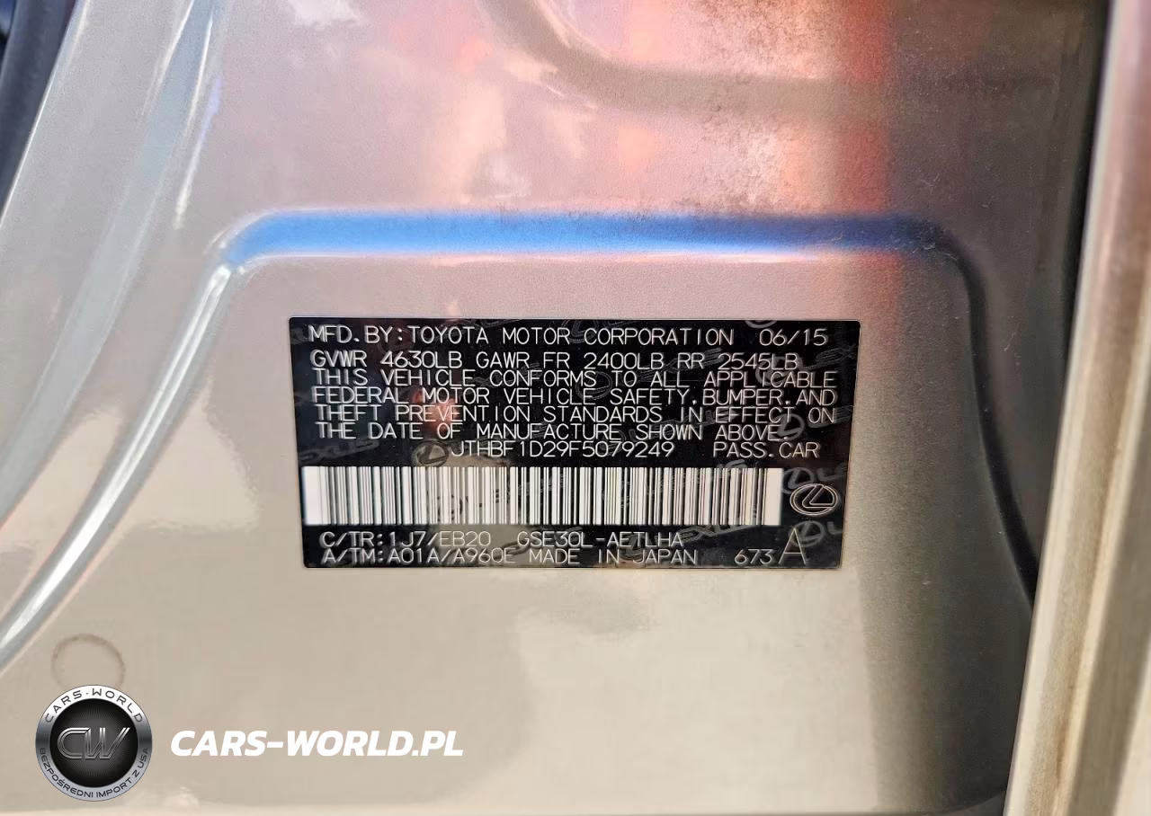 2015 Lexus Is 250 VIN:JTHBF1D29F5079249 - 12
