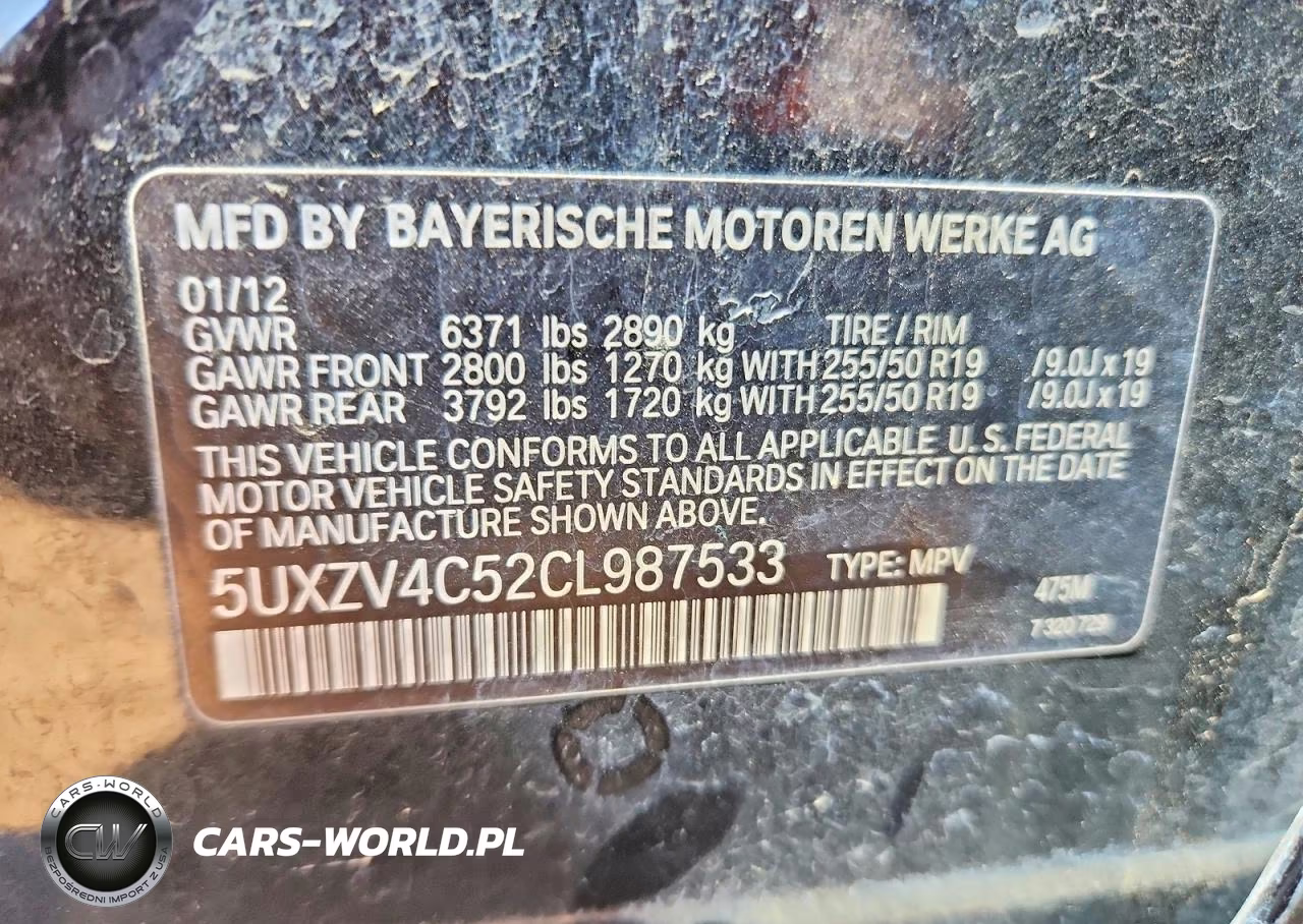 2012 BMW X5 xDrive35I VIN:5UXZV4C52CL987533 - 13