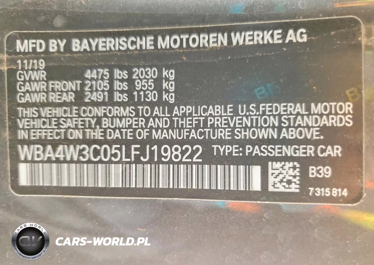 2020 BMW 430I VIN:WBA4W3C05LFJ19822 - 12