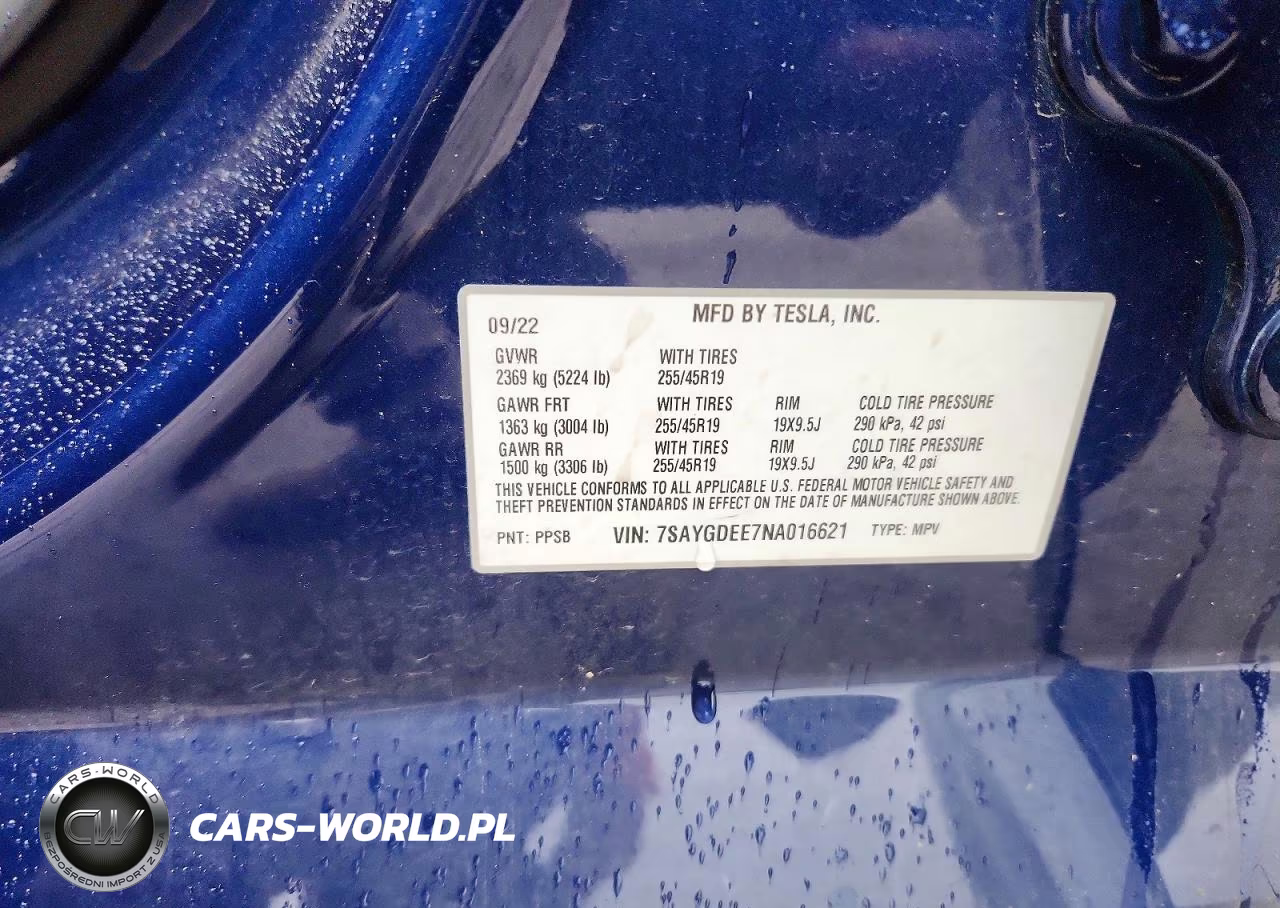 2022 Tesla Model Y VIN:7SAYGDEE7NA016621 - 12