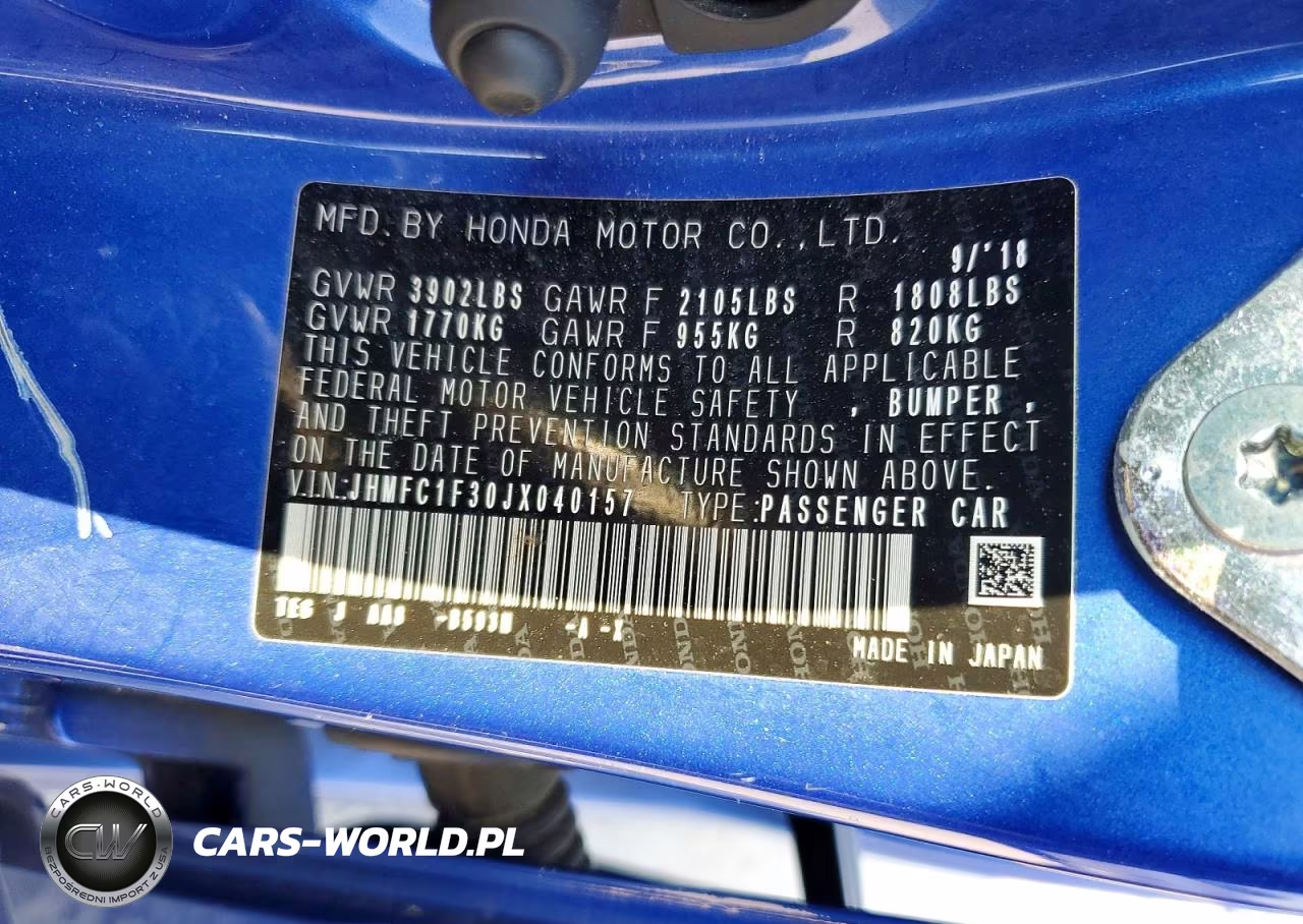 2018 Honda Civic Ex VIN:JHMFC1F30JX040157 - 12