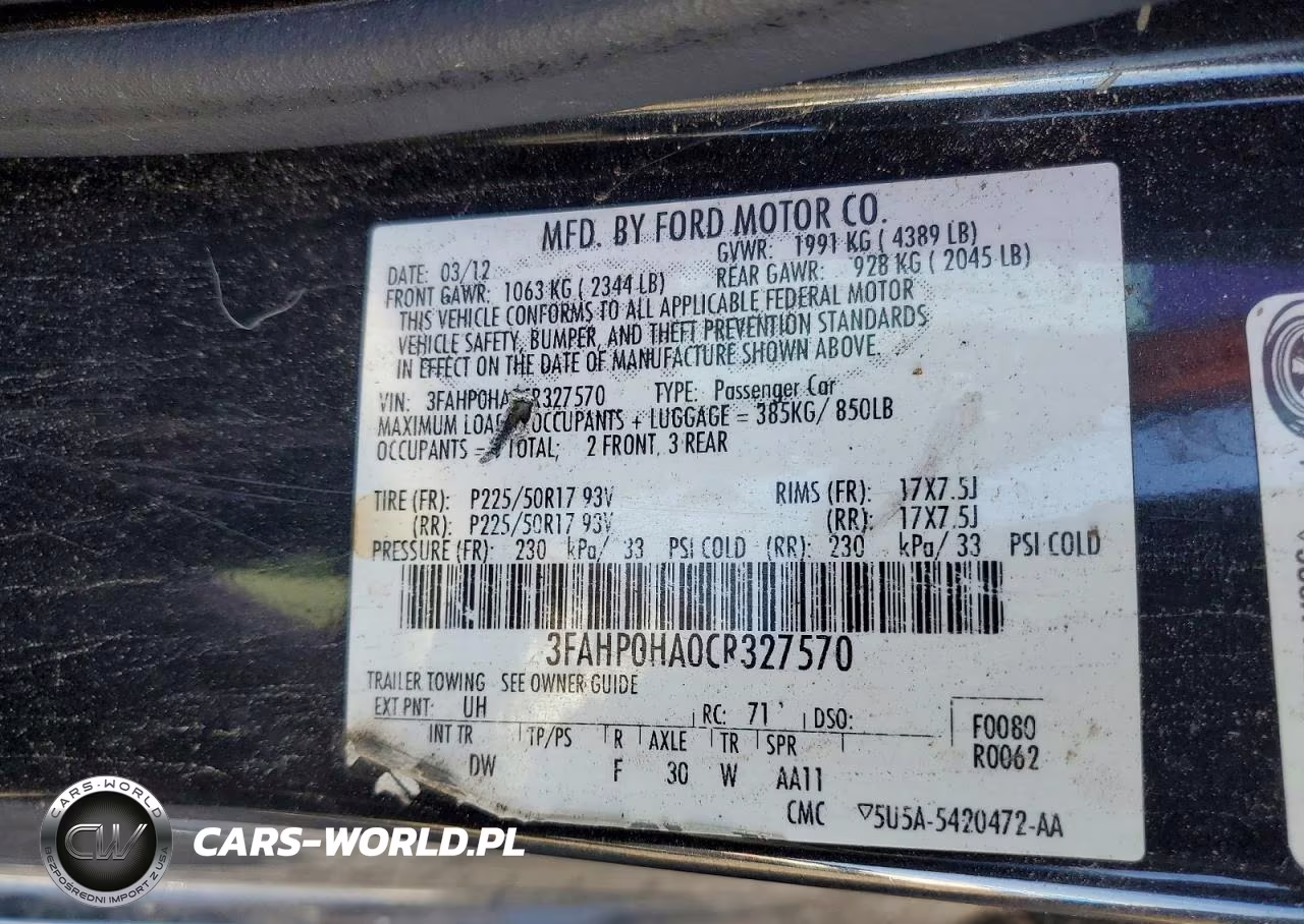 2012 Ford Fusion Se VIN:3FAHP0HA0CR327570 - 12