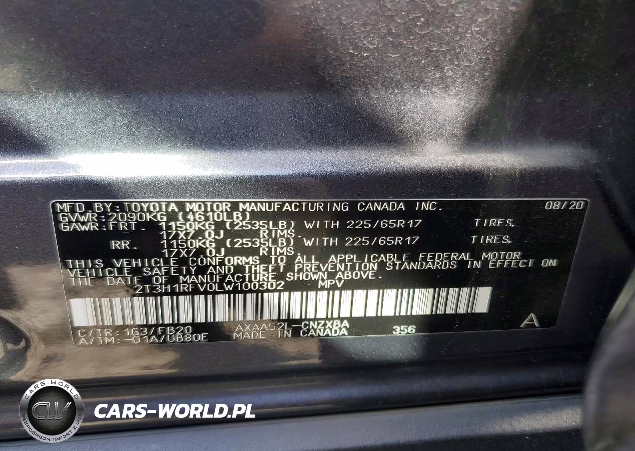2020 Toyota Rav4 Le VIN:2T3H1RFV0LW100302 - 13