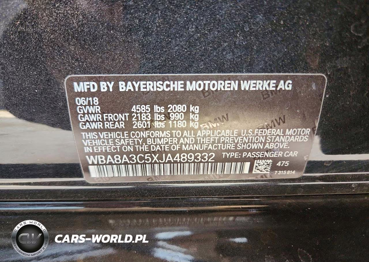 2018 BMW 320 Xi VIN:WBA8A3C5XJA489332 - 12