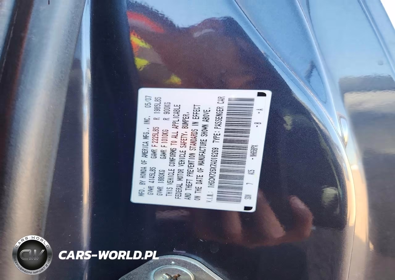 2007 Hond Accord VIN:1HGCM726X7A016269 - 12