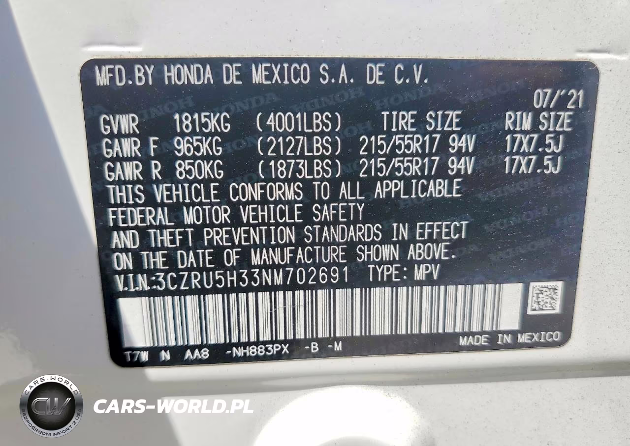 2022 Honda Hr-V Lx VIN:3CZRU5H33NM702691 - 13