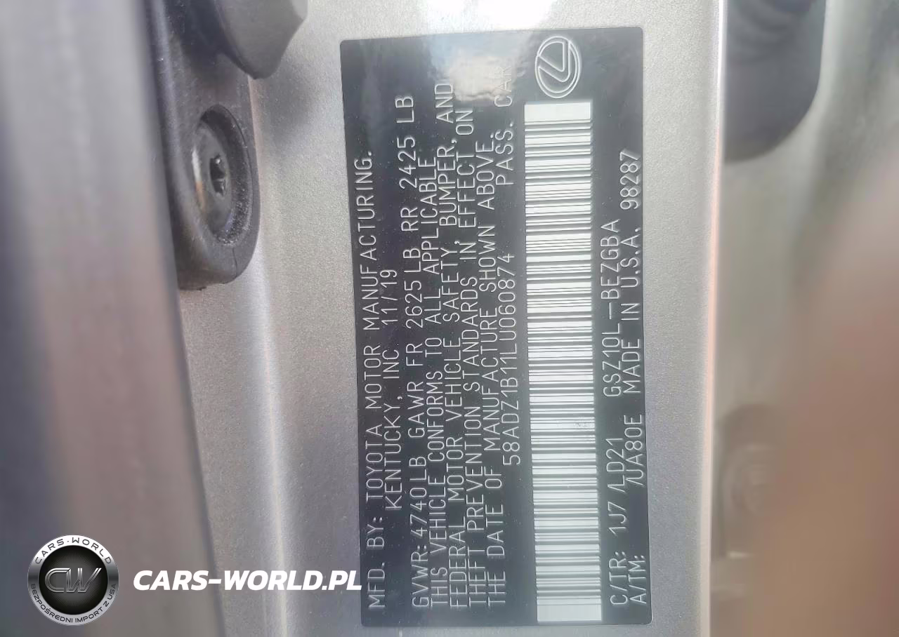 2020 Lexus Es 350 VIN:58ADZ1B11LU060874 - 13
