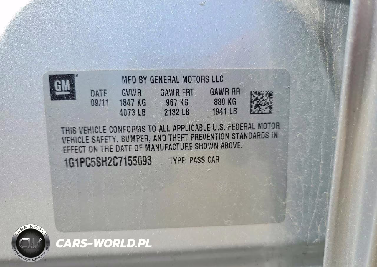 2012 Chevrolet Cruze Ls VIN:1G1PC5SH2C7155093 - 12
