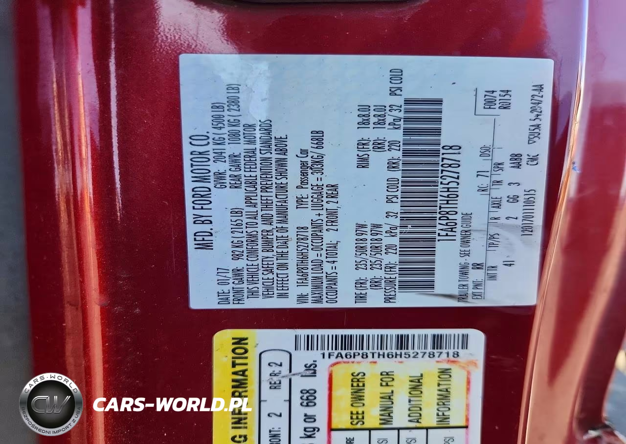 2017 Ford Mustang VIN:1FA6P8TH6H5278718 - 12
