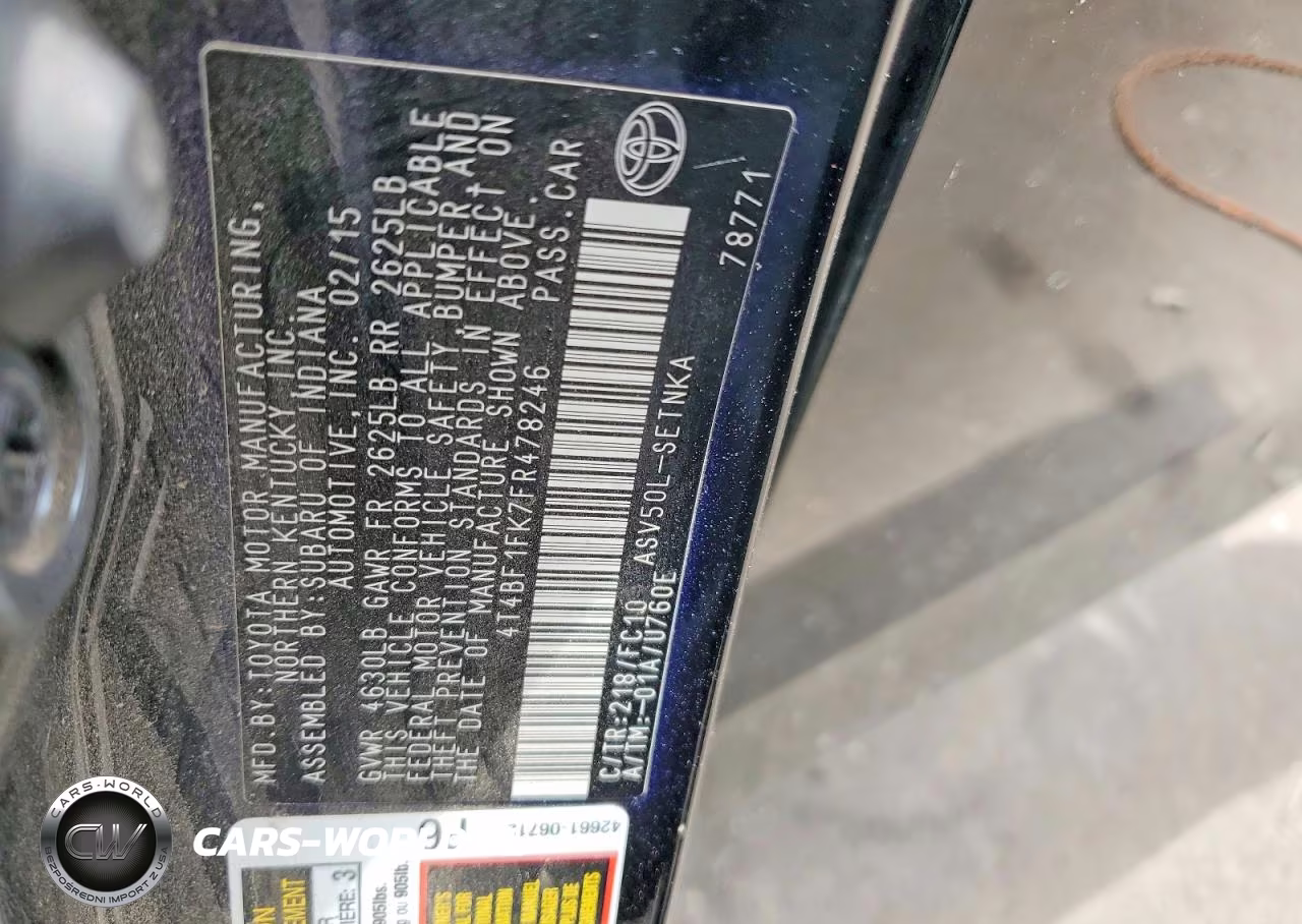 2015 Toyota Camry Le VIN:4T4BF1FK7FR478246 - 12