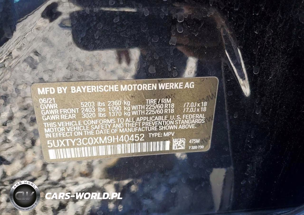2021 BMW X3 Sdrive30I VIN:5UXTY3C0XM9H40452 - 13