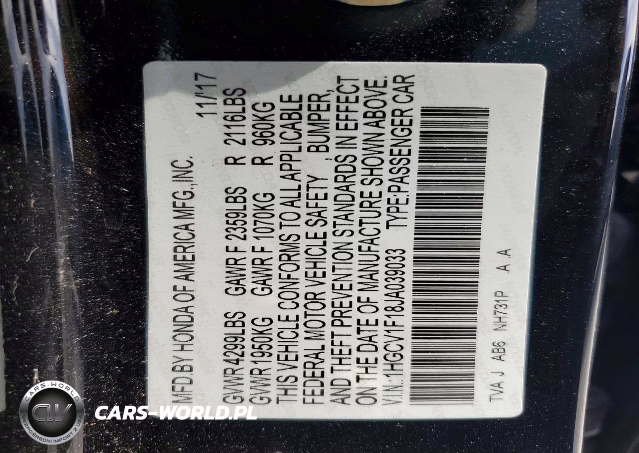 2018 Honda Accord Lx VIN:1HGCV1F18JA039033 - 12