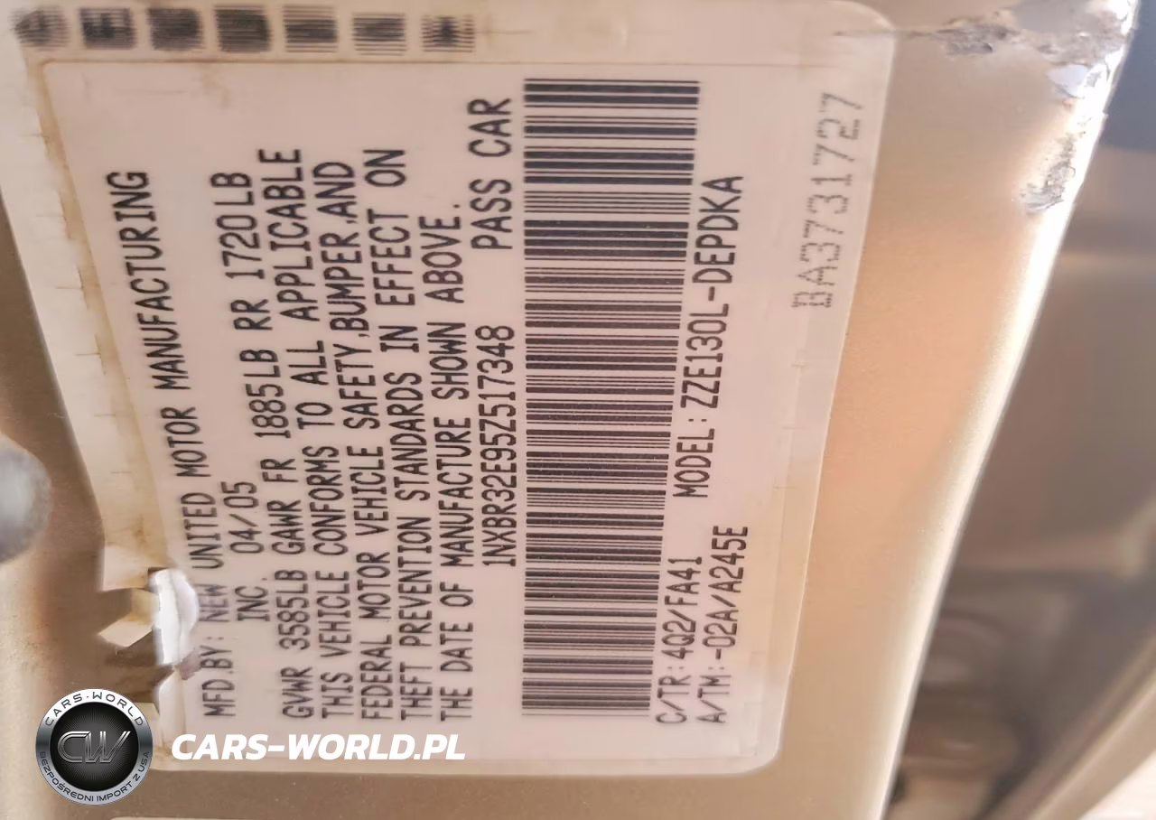 2005 Toyota Corolla Ce VIN:1NXBR32E95Z517348 - 12