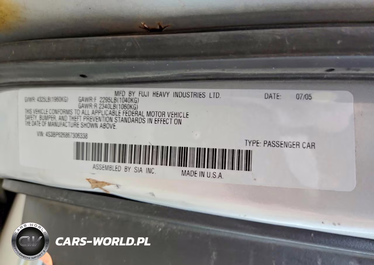 2006 Subaru Legacy 2.5I Limited VIN:4S3BP626867306338 - 12