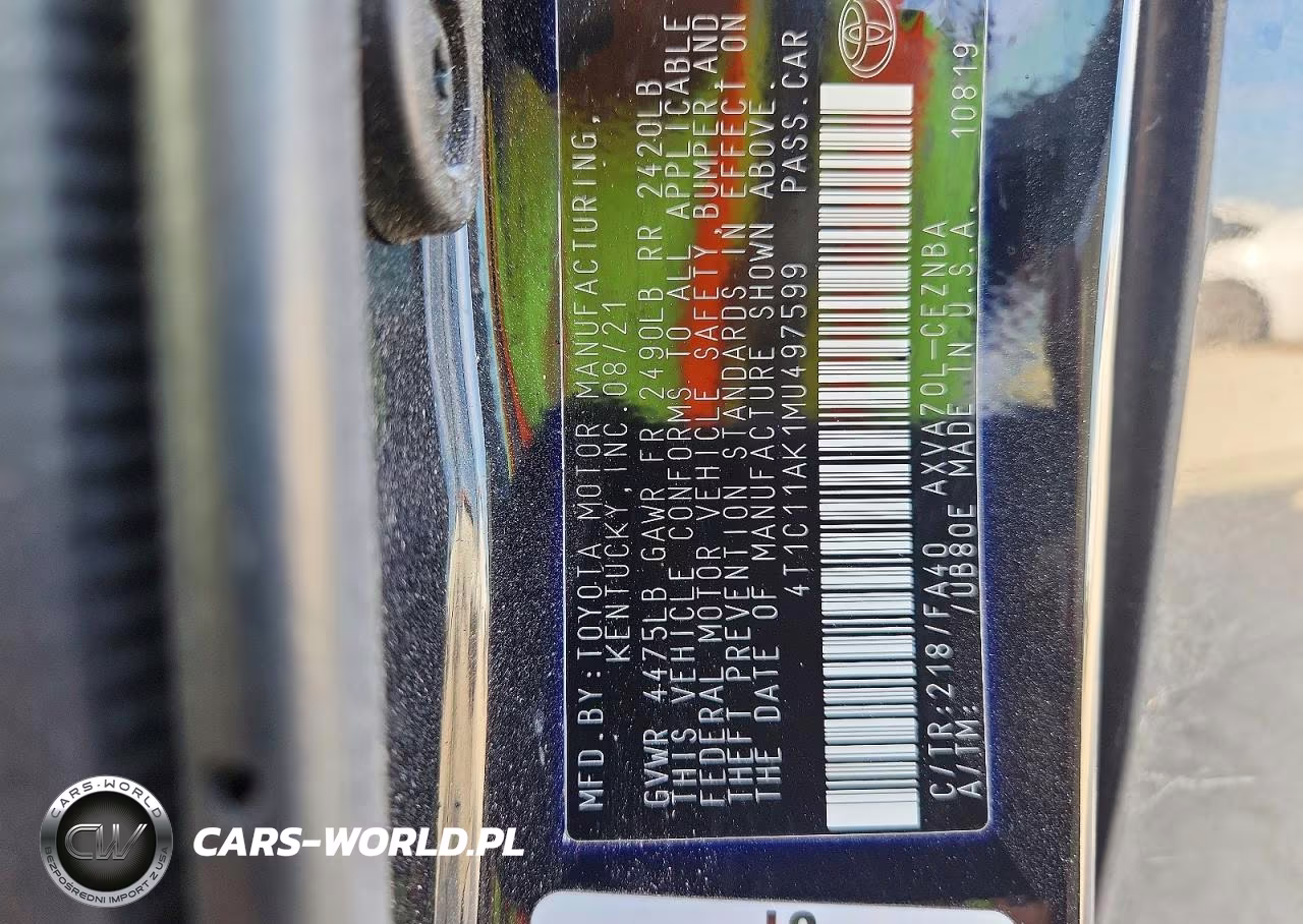 2021 Toyota Camry Le VIN:4T1C11AK1MU497599 - 13