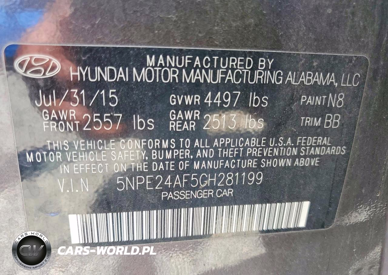 2016 Hyundai Sonata Se VIN:5NPE24AF5GH281199 - 12