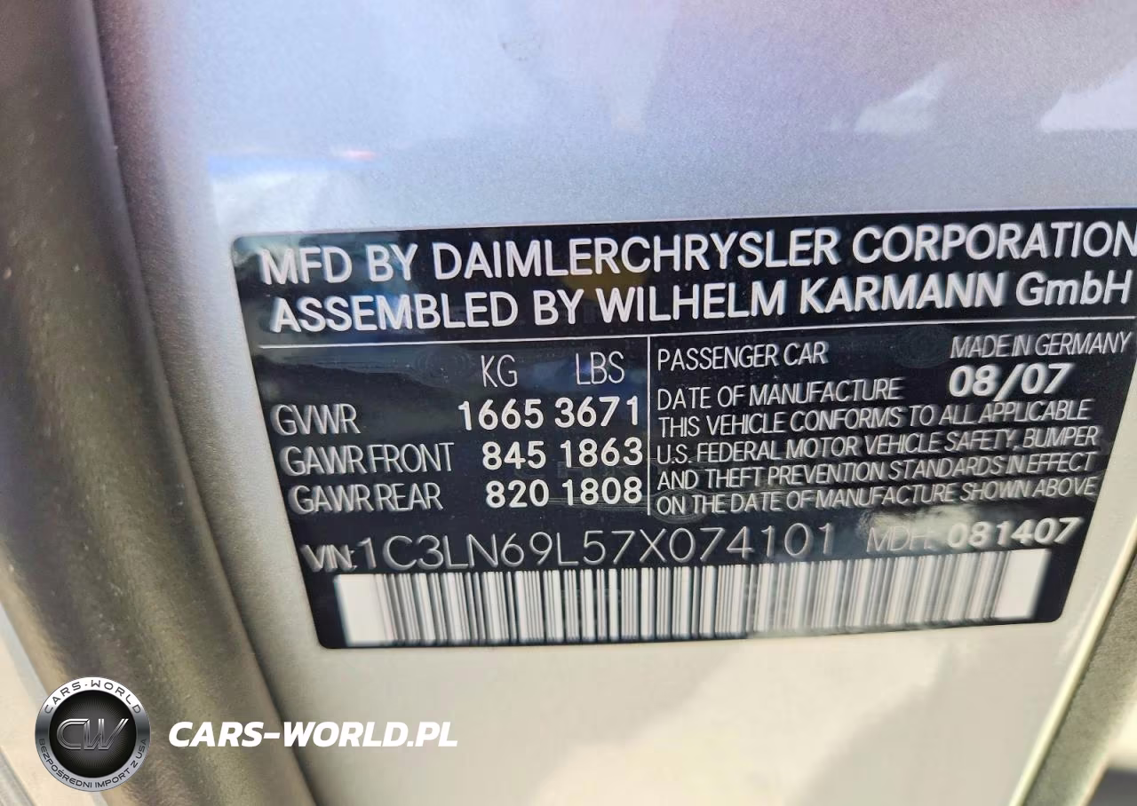 2007 Chrysler Crossfire Limited VIN:1C3LN69L57X074101 - 13