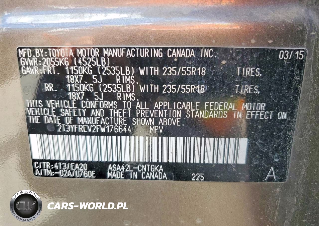 2015 Toyota Rav4 Limited VIN:2T3YFREV2FW176644 - 13