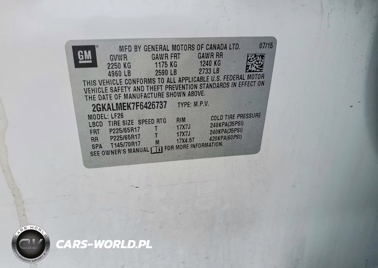 2015 GMC Terrain Sle VIN:2GKALMEK7F6426737 - 13
