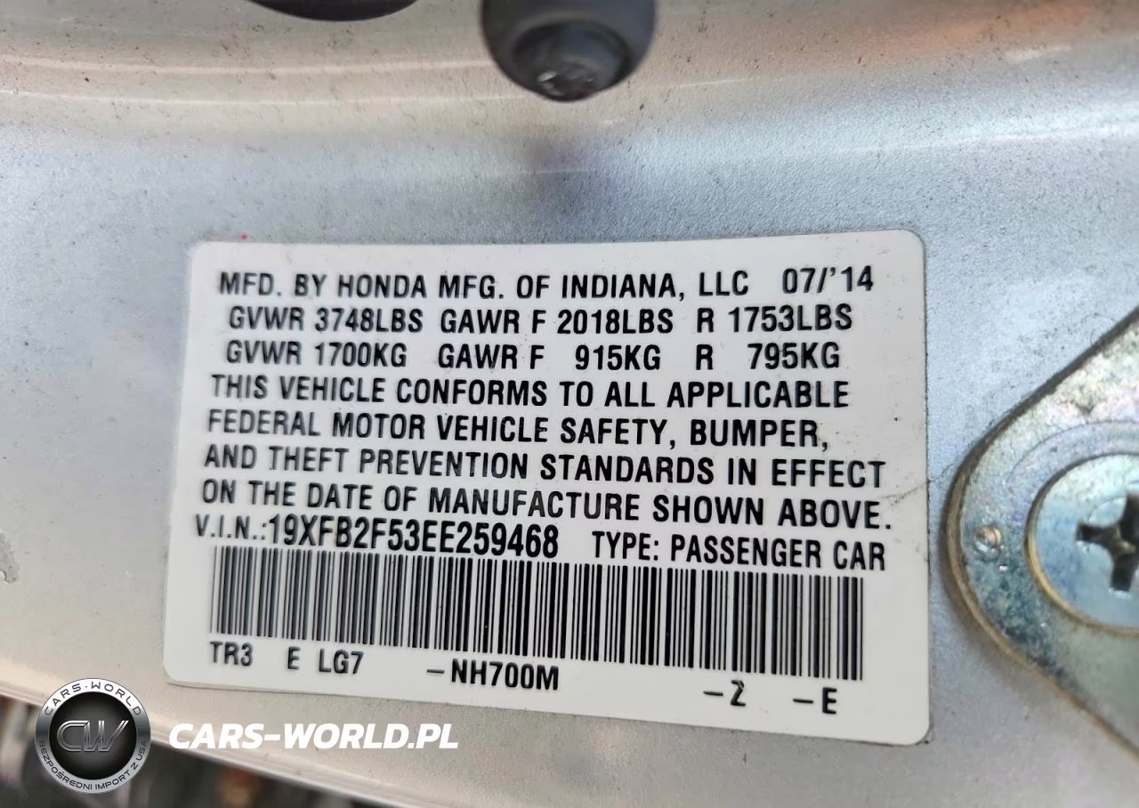 2014 Honda Civic Lx VIN:19XFB2F53EE259468 - 13