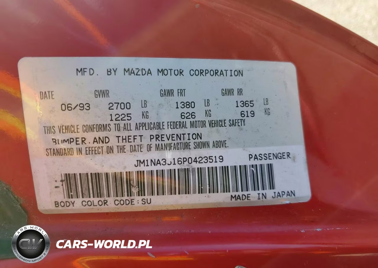 1993 Mazda Mx-5 Miata VIN:JM1NA3516P0423519 - 12