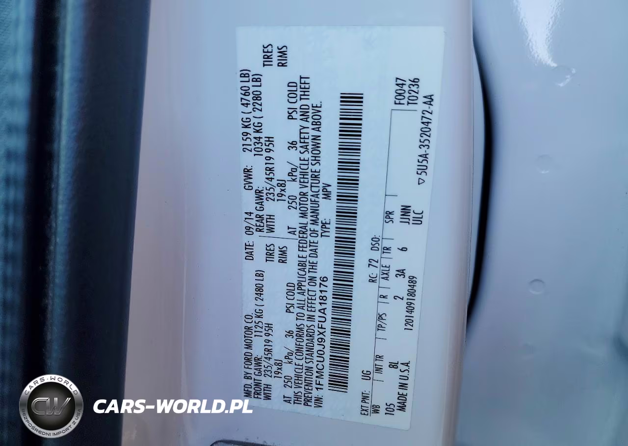 2015 Ford Escape Titanium VIN:1FMCU0J9XFUA18176 - 13