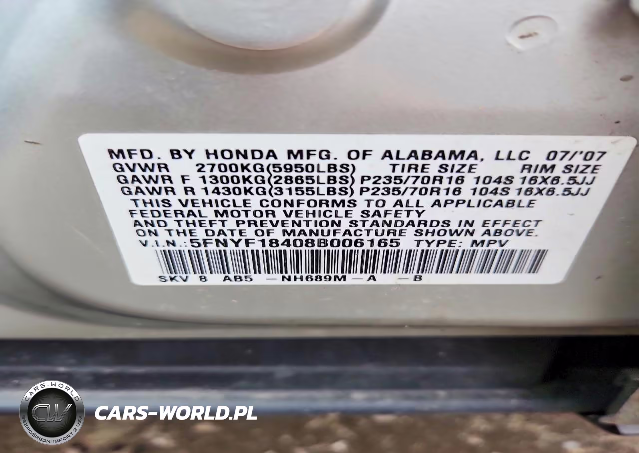 2008 Honda Pilot Ex VIN:5FNYF18408B006165 - 13