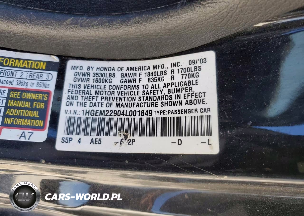 2004 Honda Civic Ex VIN:1HGEM22904L001849 - 13
