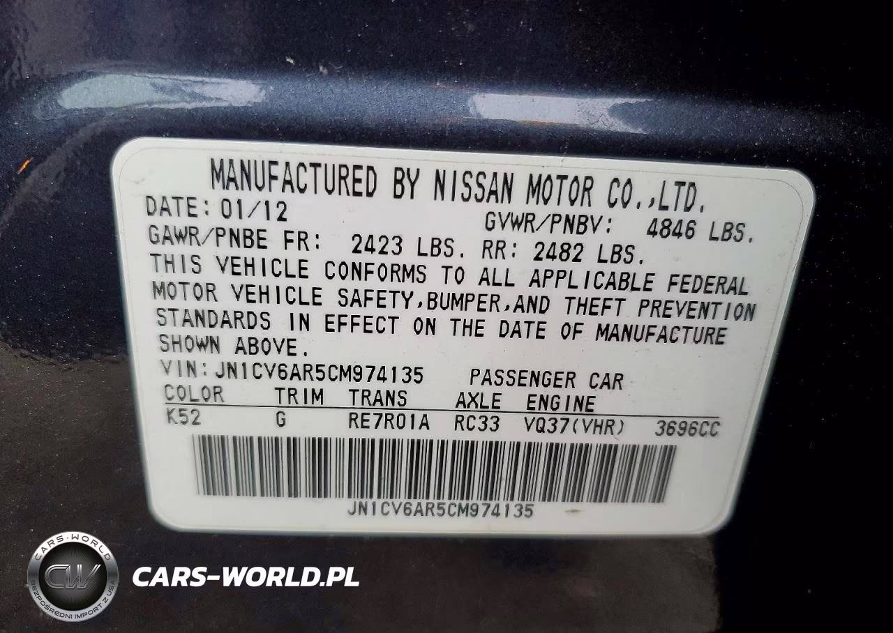 2012 Infiniti G37 Sedan X VIN:JN1CV6AR5CM974135 - 12